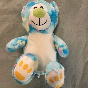 Blue colorful plush bear doll pillow